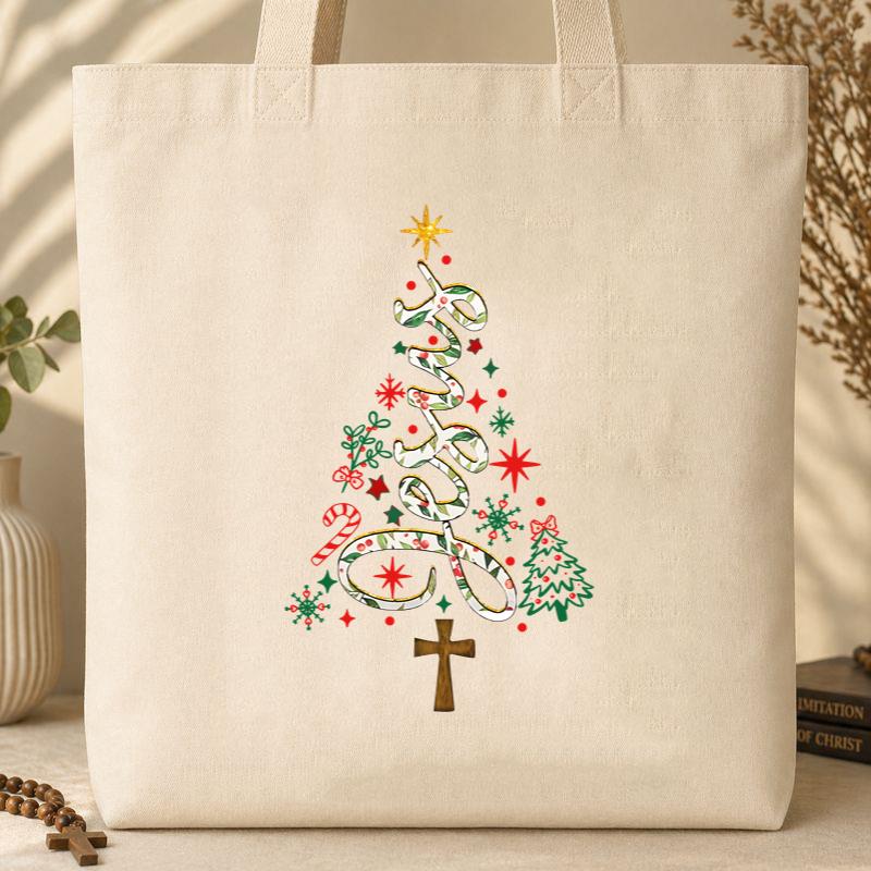 Jesus Christmas Tree 04 Tote Bag