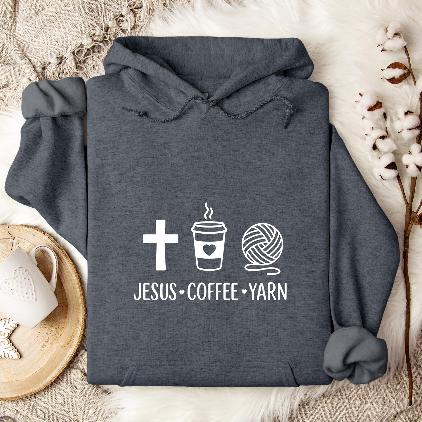 Jesus Coffee Yarn Hoodie