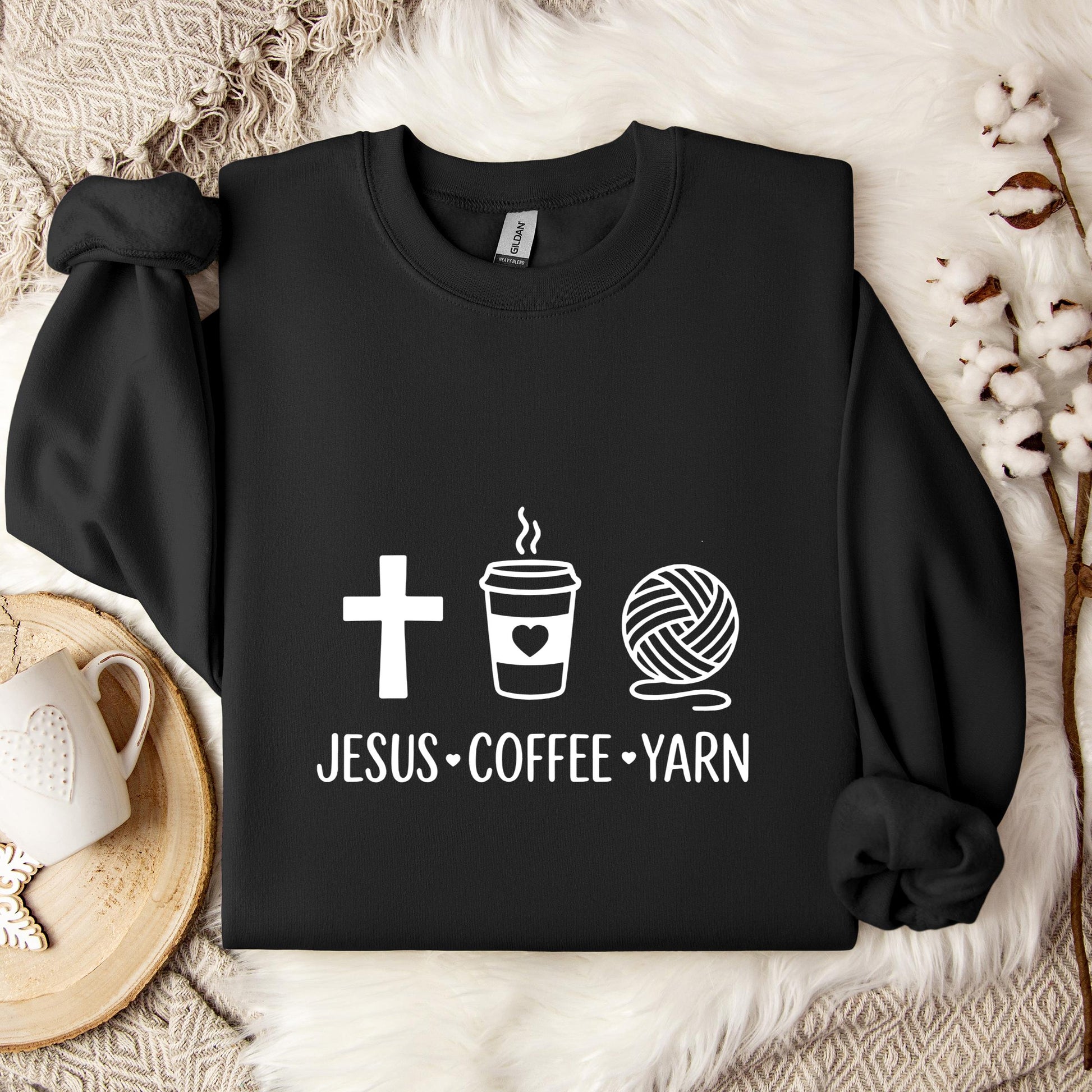 Jesus Coffee Yarn Sweatshirt