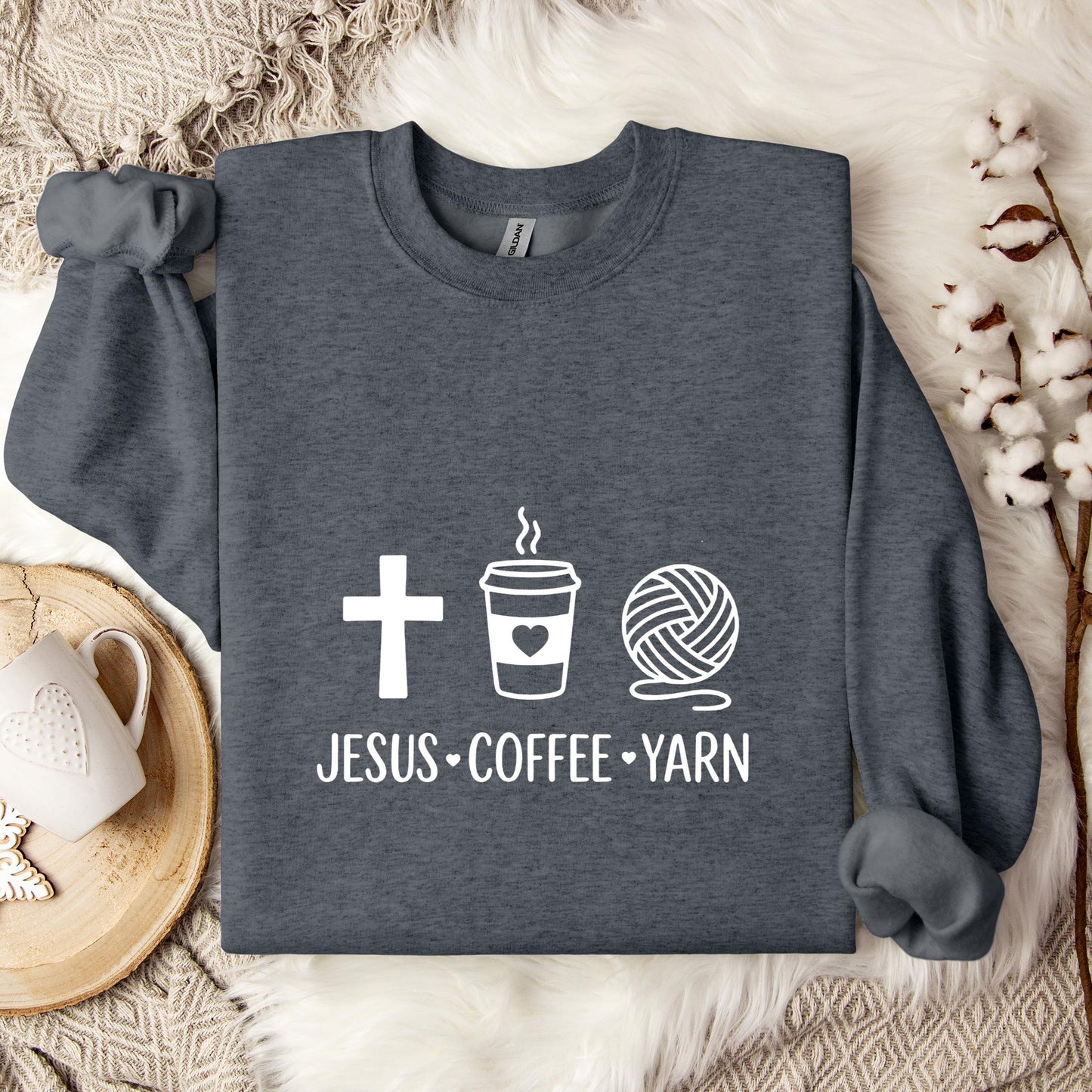 Jesus Coffee Yarn Sweatshirt