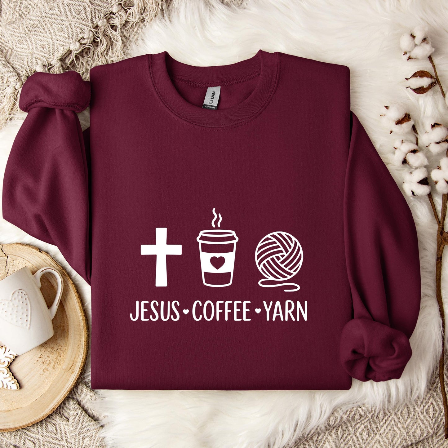 Jesus Coffee Yarn Sweatshirt