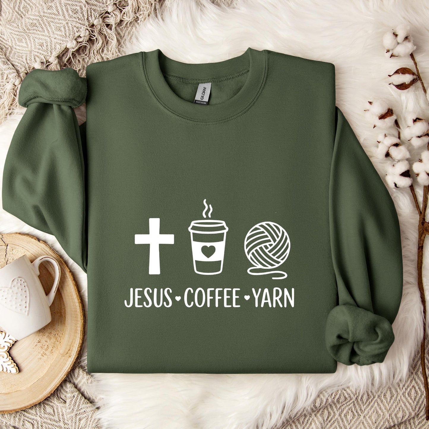 Jesus Coffee Yarn Sweatshirt