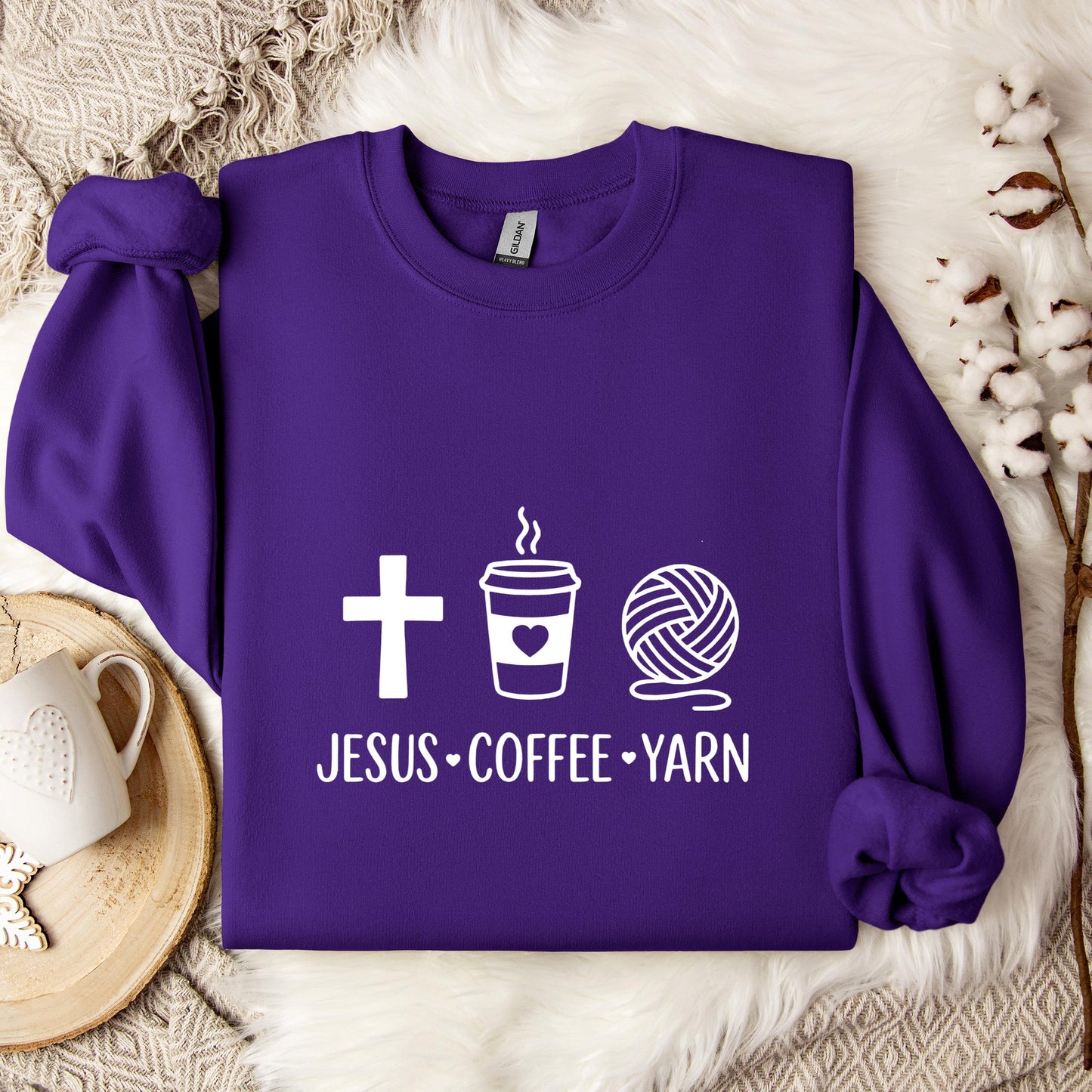 Jesus Coffee Yarn Sweatshirt