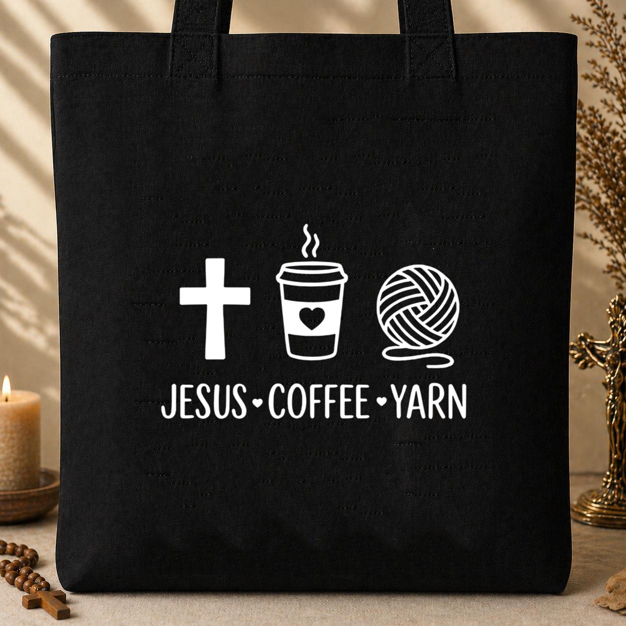 Jesus Coffee Yarn Tote Bag