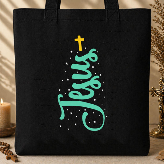 Jesus Cross Christmas Tree 01 Tote Bag