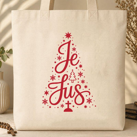 Jesus Cross Christmas Tree 02 Tote Bag