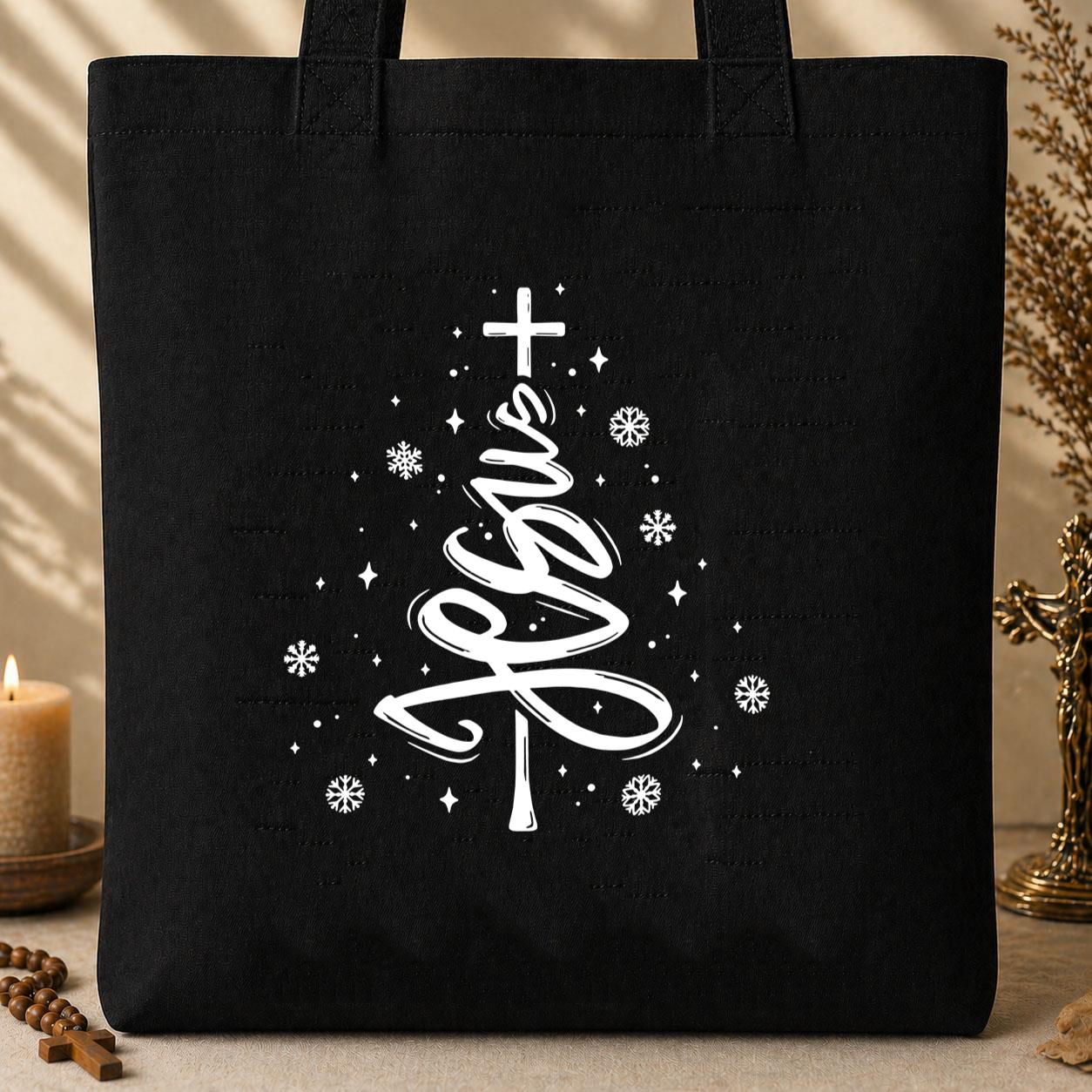 Jesus Cross Christmas Tree 03 Tote Bag