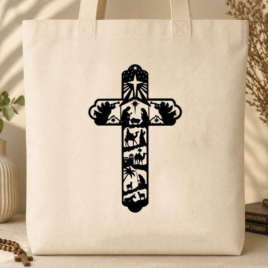 Jesus Cross Christmas Tote Bag