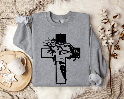 Jesus Cross Crown Of Thorns Sweatshirt