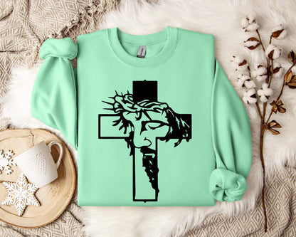 Jesus Cross Crown Of Thorns Sweatshirt
