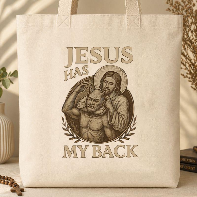 Jesus Has My Back Tote Bag