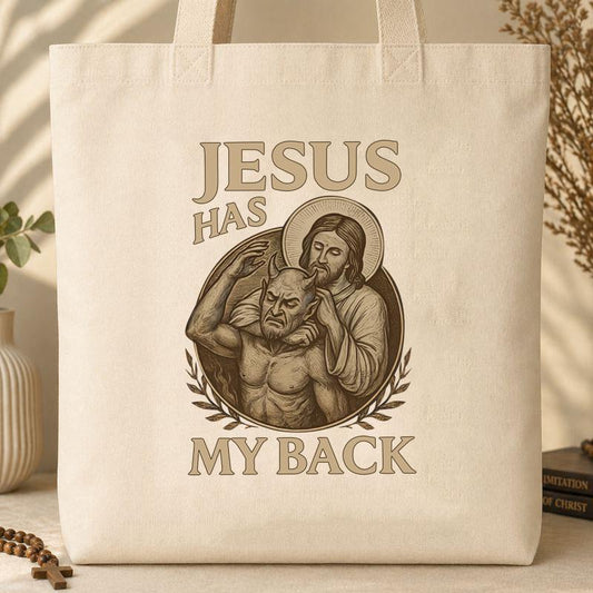 Jesus Has My Back Tote Bag