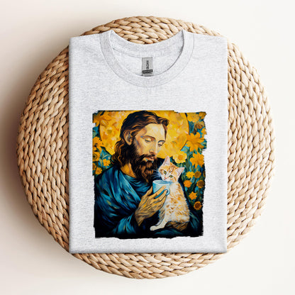 Jesus Holding A Cat Painting
