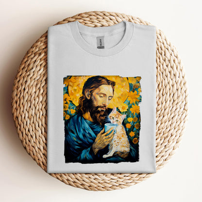 Jesus Holding A Cat Painting