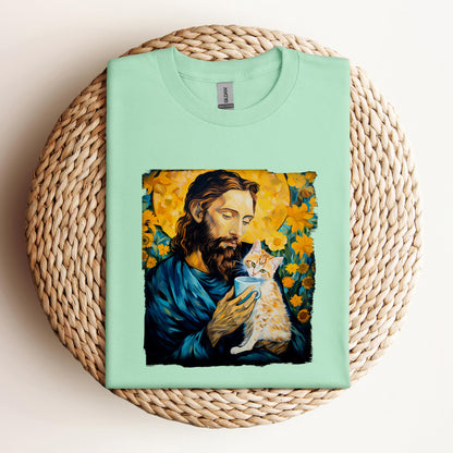 Jesus Holding A Cat Painting