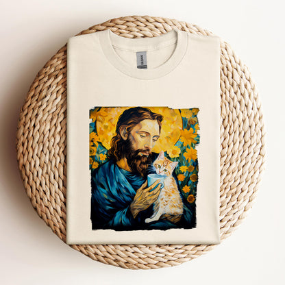 Jesus Holding A Cat Painting