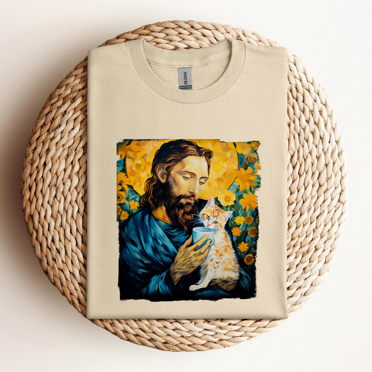 Jesus Holding A Cat Painting