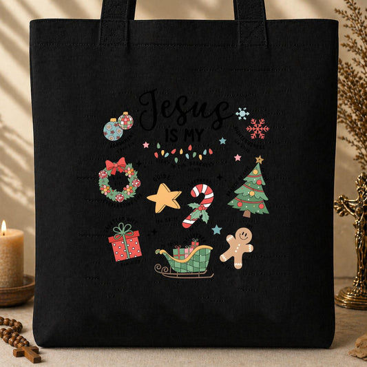 Jesus Is My Christmas Bible Verse Tote Bag