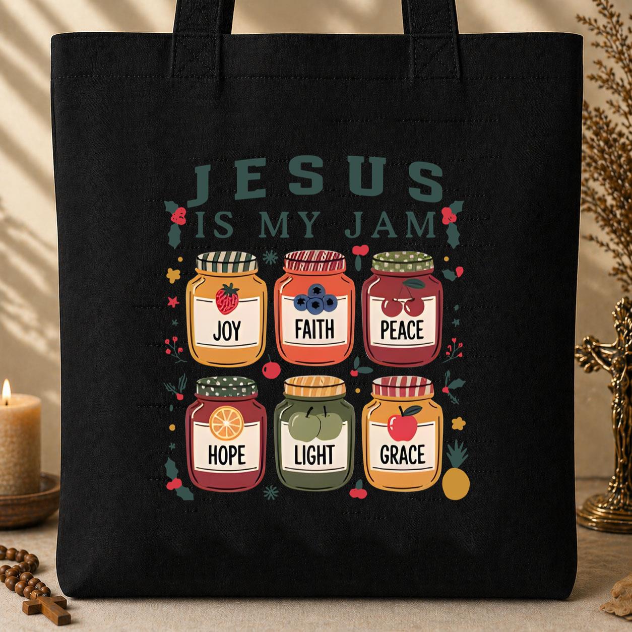 Jesus Is My Jam Christmas Tote Bag