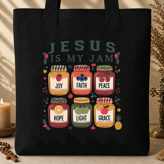 Jesus Is My Jam Christmas Tote Bag