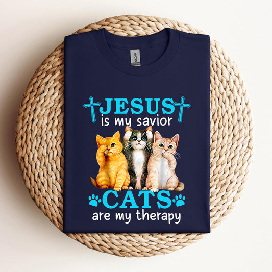 Jesus Is My Savior Cats Are My Therapy