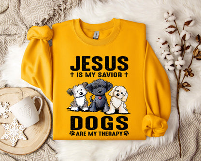 Jesus Is My Savior Dogs Are My Therapy Sweatshirt