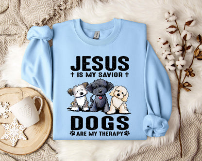 Jesus Is My Savior Dogs Are My Therapy Sweatshirt