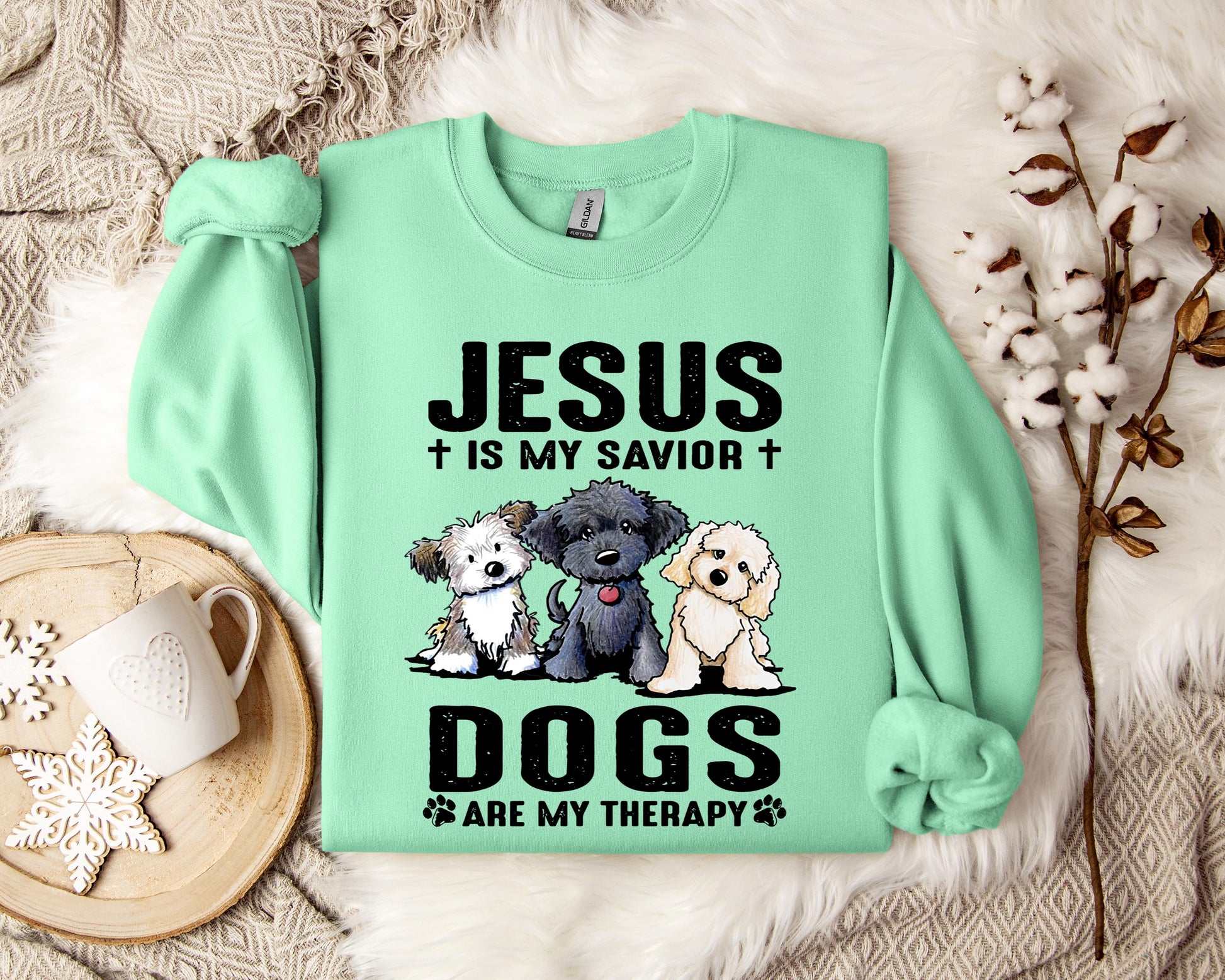 Jesus Is My Savior Dogs Are My Therapy Sweatshirt