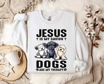 Jesus Is My Savior Dogs Are My Therapy Sweatshirt