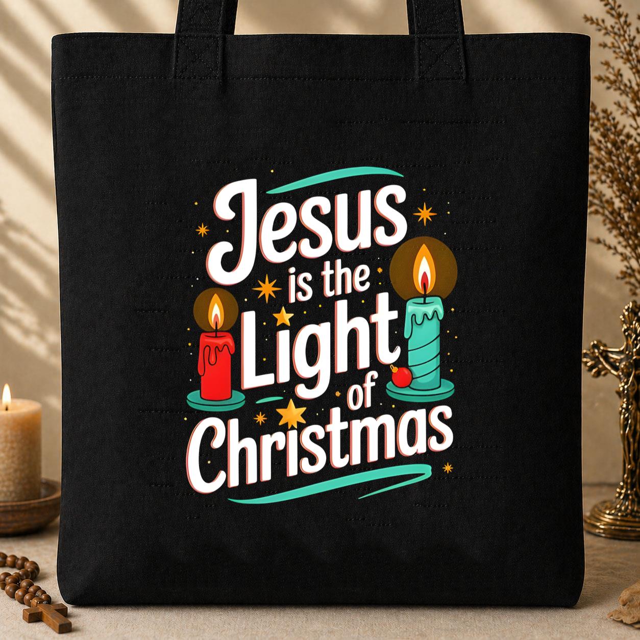 Jesus Is The Light Of Christmas Tote Bag