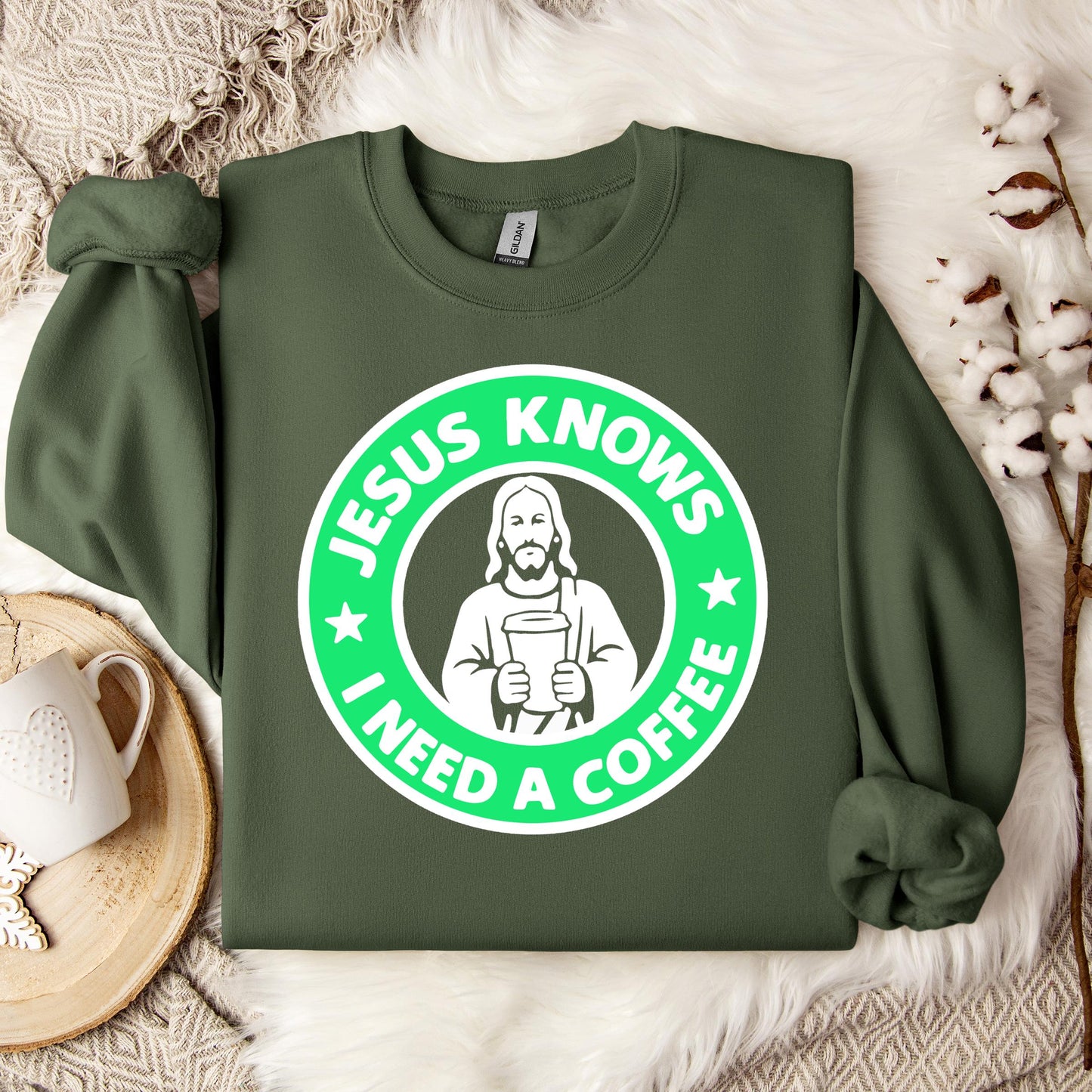 Jesus Knows I Need A Coffee Sweatshirt