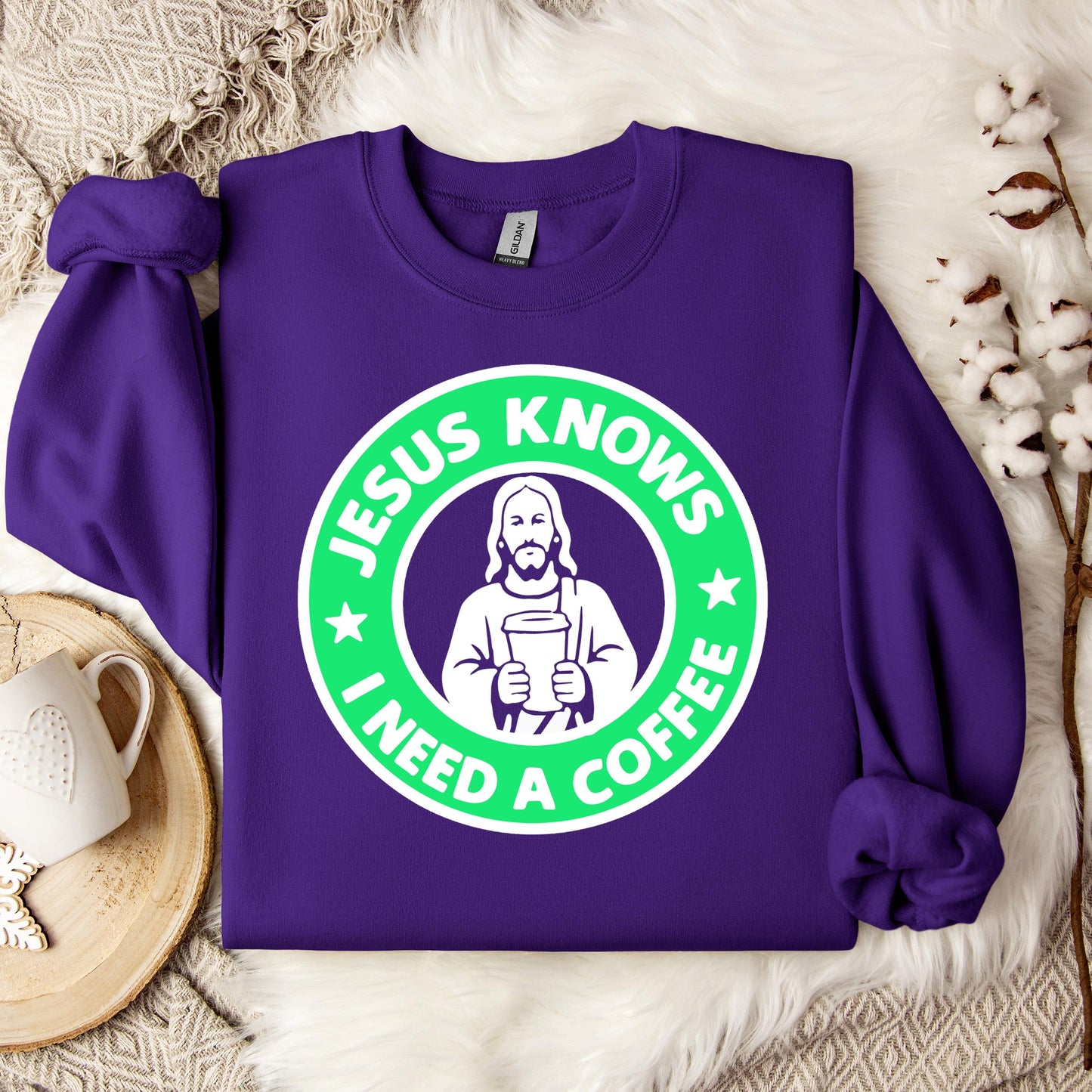 Jesus Knows I Need A Coffee Sweatshirt