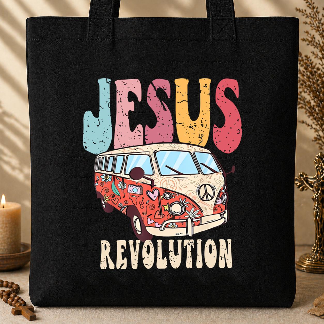 Jesus Revolution Boho Chirstian Tote Bag