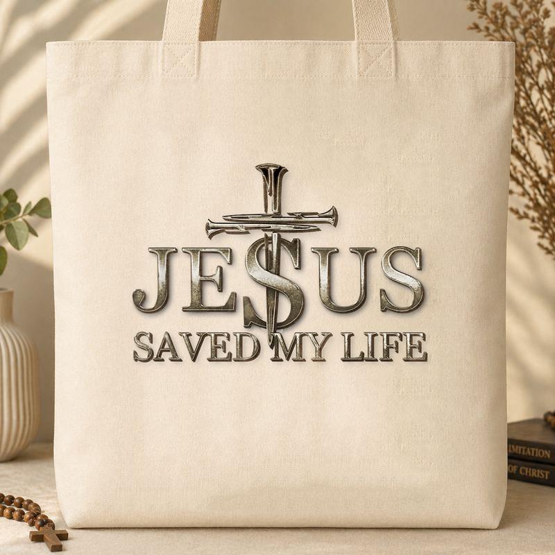 Jesus Saved My Life Tote Bag