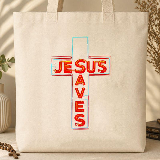 Jesus Saves Cross Tote Bag