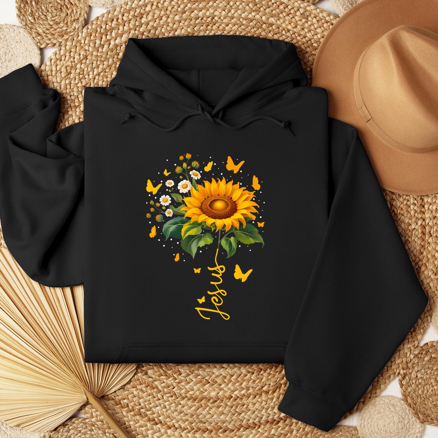 Jesus Sunflower And Butterflies