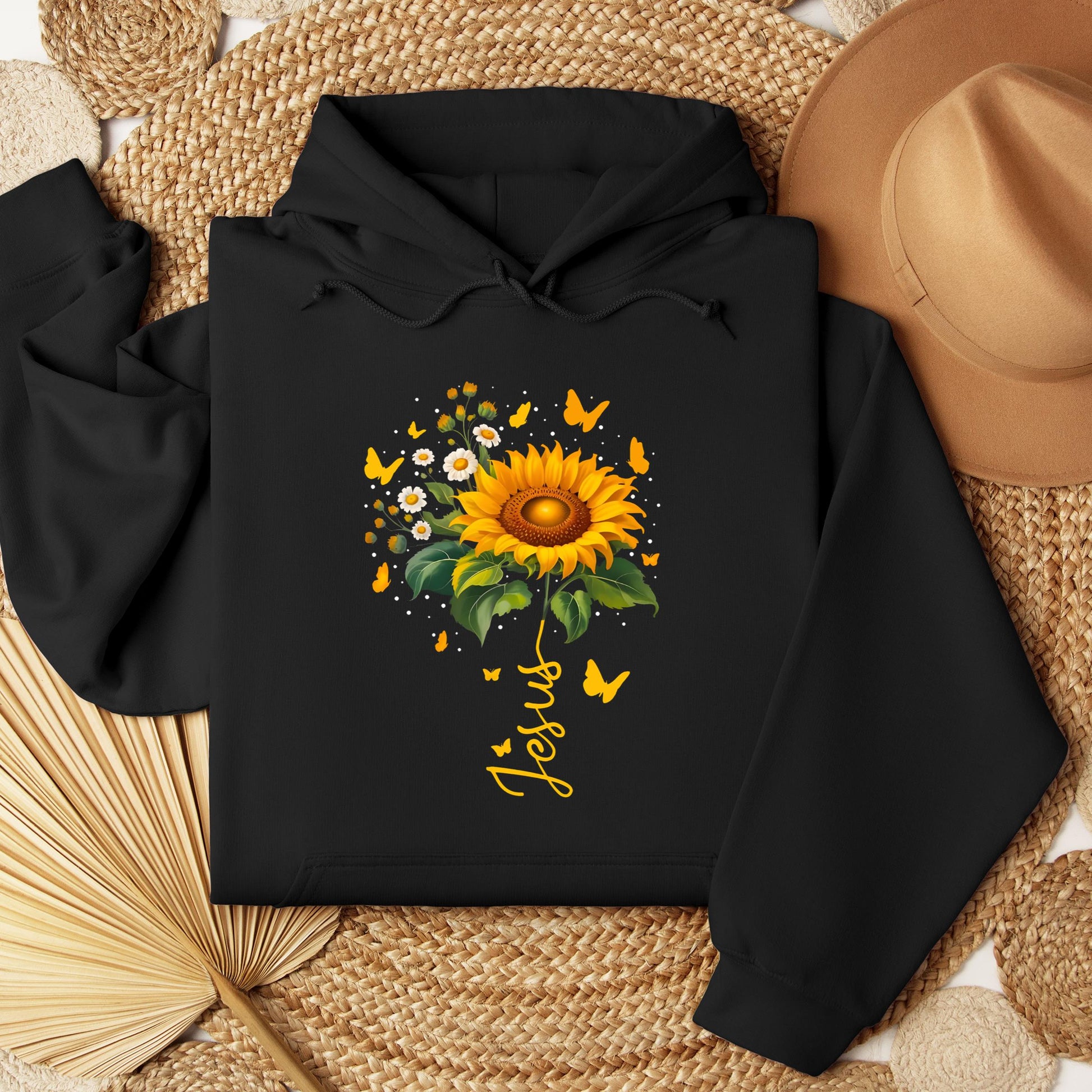 Jesus Sunflower And Butterflies