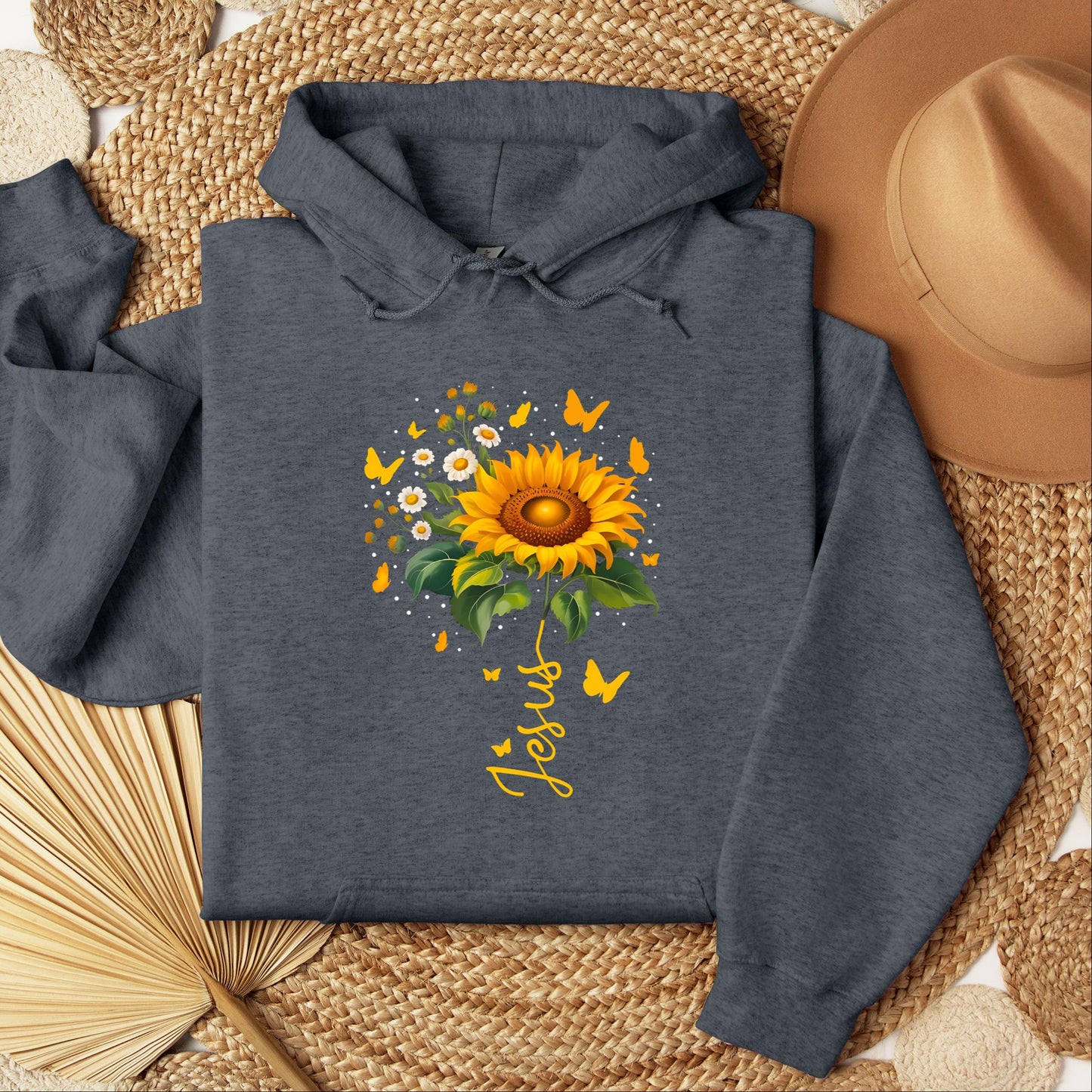 Jesus Sunflower And Butterflies