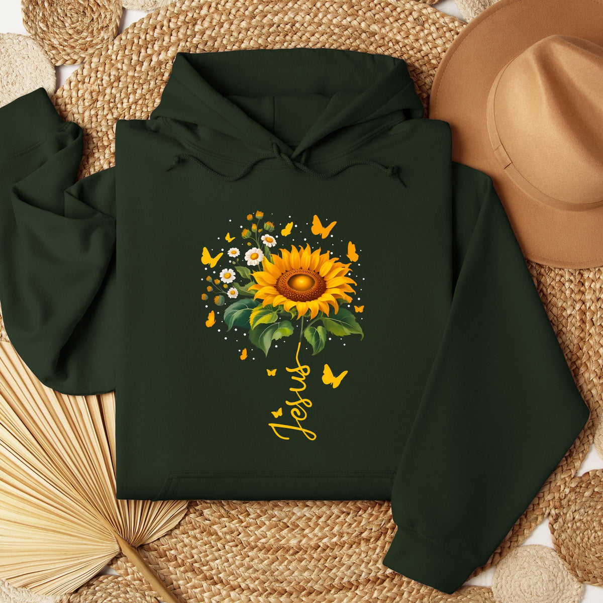 Jesus Sunflower And Butterflies