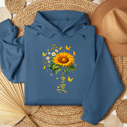 Jesus Sunflower And Butterflies