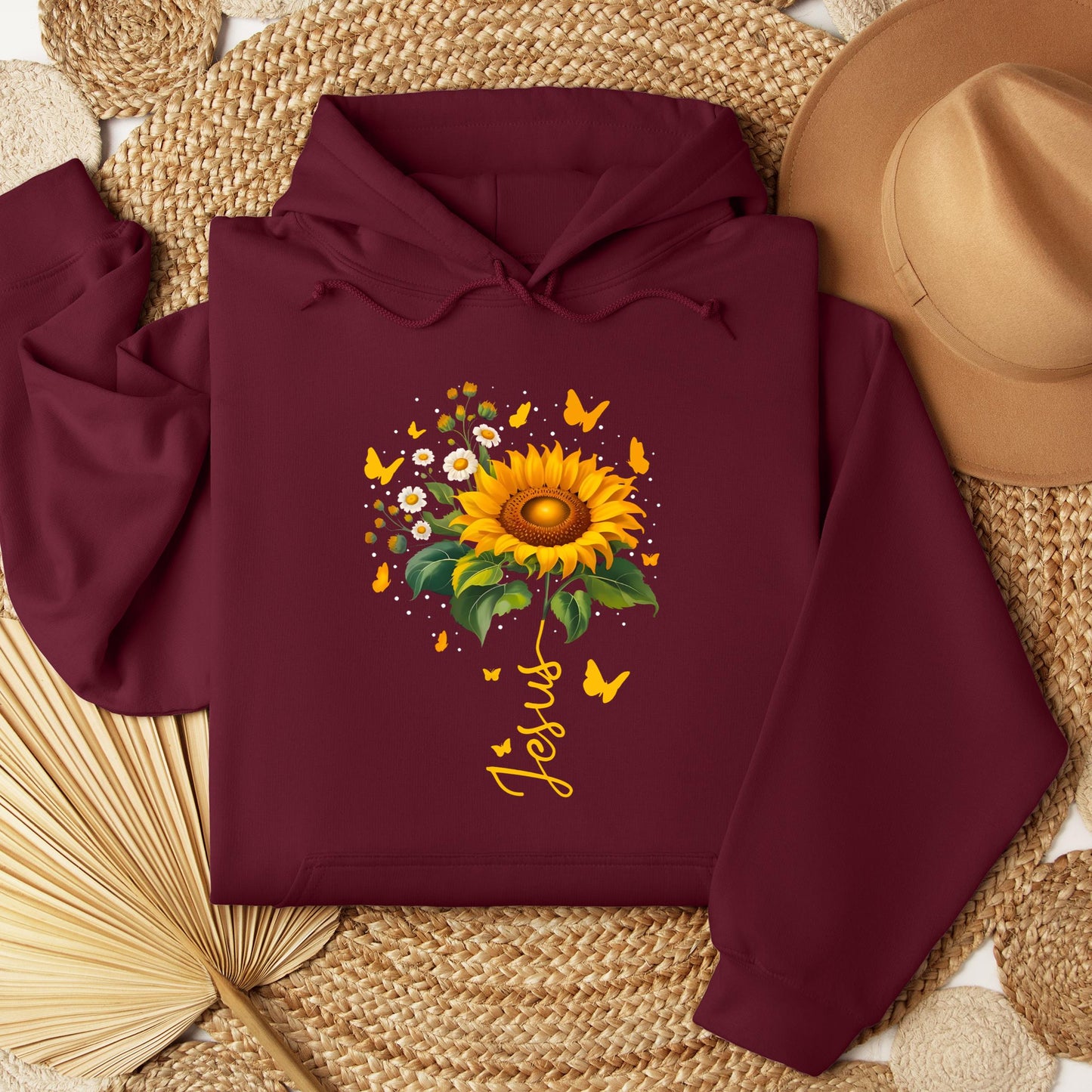 Jesus Sunflower And Butterflies