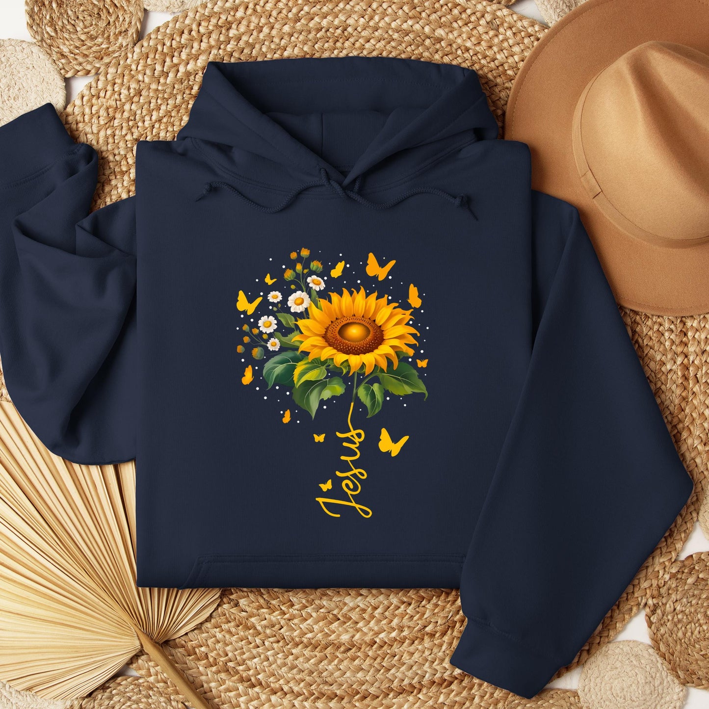 Jesus Sunflower And Butterflies