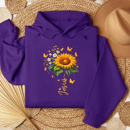 Jesus Sunflower And Butterflies