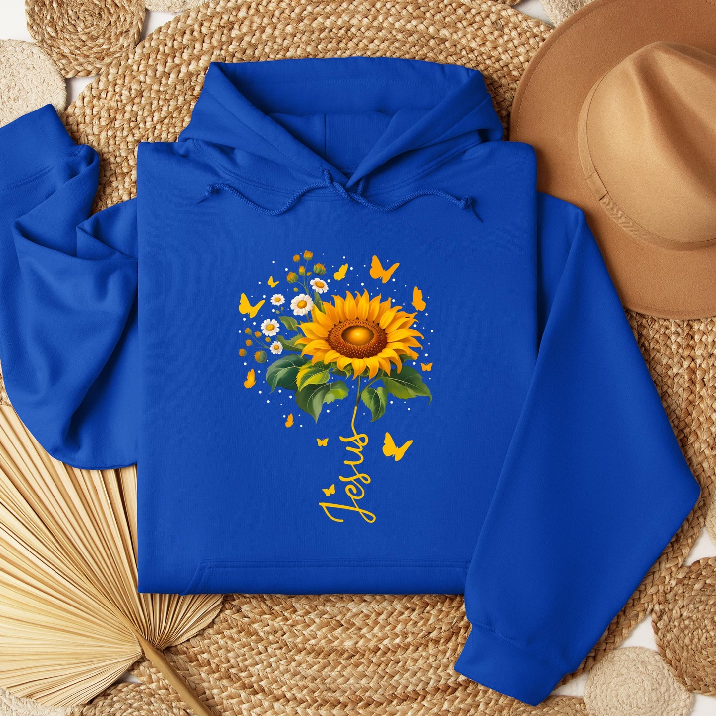 Jesus Sunflower And Butterflies