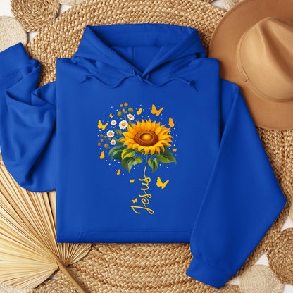 Jesus Sunflower And Butterflies