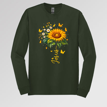 Jesus Sunflower And Butterflies