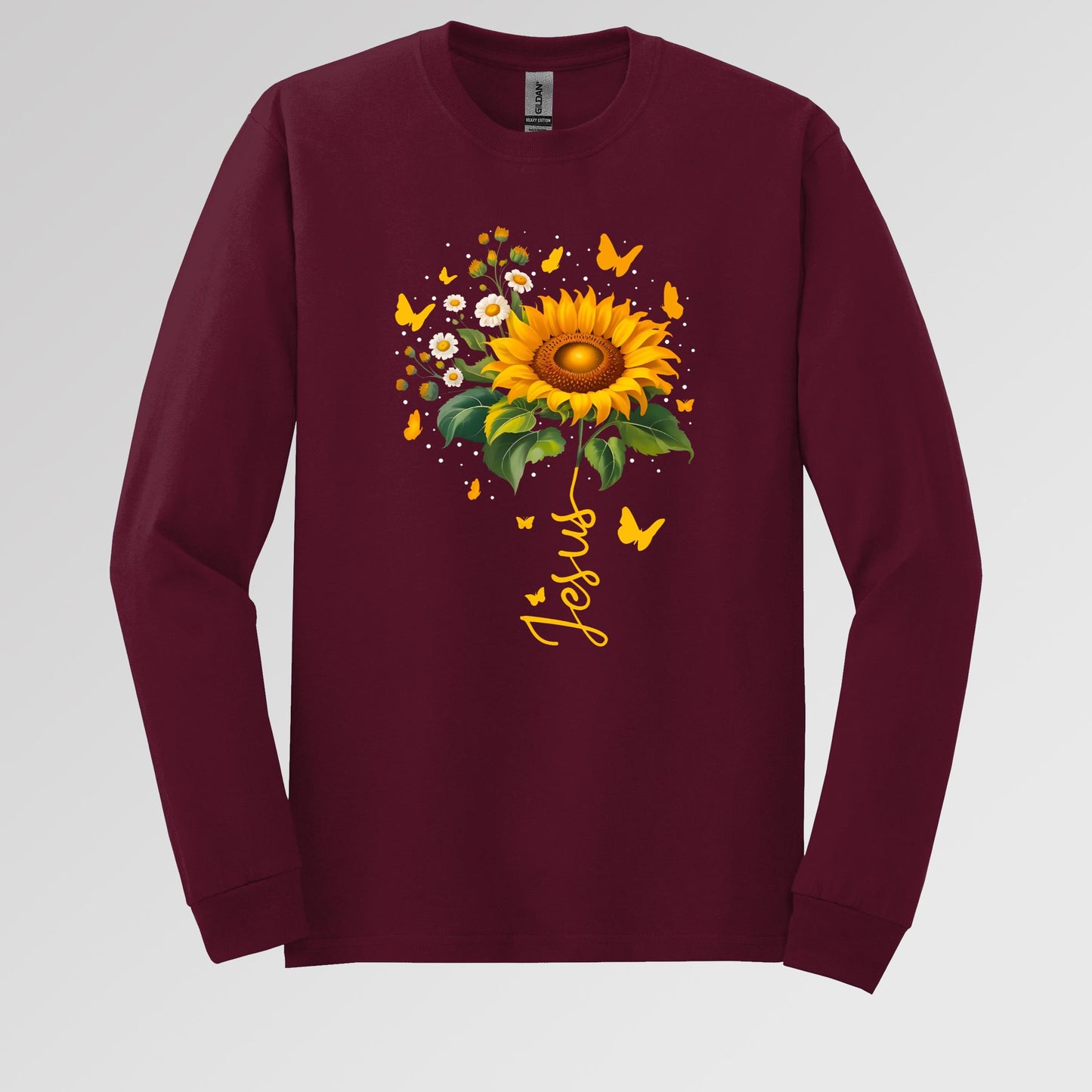 Jesus Sunflower And Butterflies