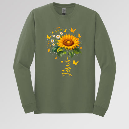 Jesus Sunflower And Butterflies