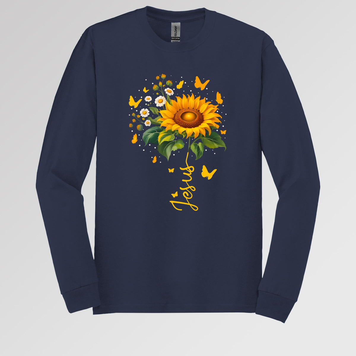 Jesus Sunflower And Butterflies