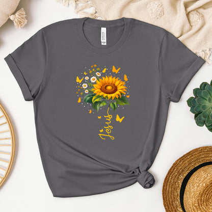 Jesus Sunflower And Butterflies